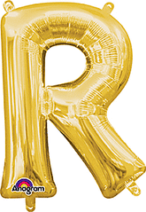 Gold  Letter "R" Mylar 16 Inch Balloon